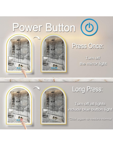 Espejo LED de Baño ARUMMA 50x80 cm Arco Dorado Anti Niebla