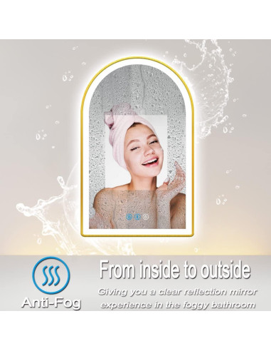 Espejo LED de Baño ARUMMA 50x80 cm Arco Dorado Anti Niebla