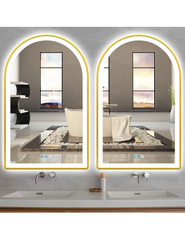 Espejo LED de Baño ARUMMA 50x80 cm Arco Dorado Anti Niebla