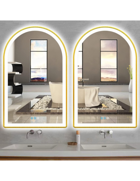 Espejo LED de Baño ARUMMA 50x80 cm Arco Dorado Anti Niebla