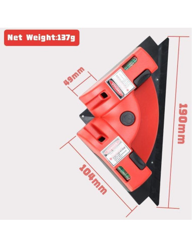 Nivel de Ángulo Recto Láser VortecSys DC-01 9.14m con Ventosas