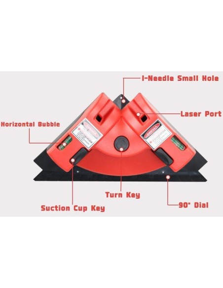 Nivel de Ángulo Recto Láser VortecSys DC-01 9.14m con Ventosas