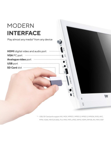 Televisor portátil LCD Tyler TTV707-13 13.3" 1080P con batería