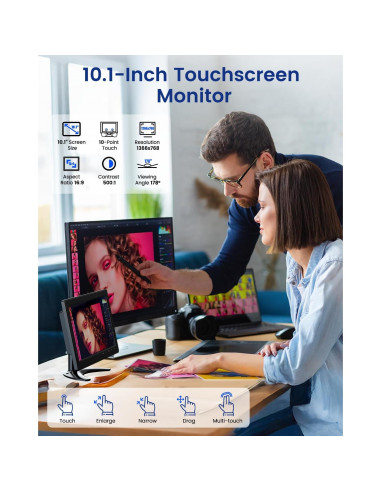 Monitor de Seguridad Eyoyo 10" Táctil HDMI 1366x768 Altavoces