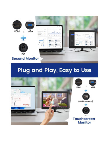 Monitor de Seguridad Eyoyo 10" Táctil HDMI 1366x768 Altavoces