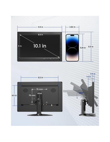 Monitor de Seguridad Eyoyo 10" Táctil HDMI 1366x768 Altavoces