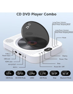 Reproductor de CD/DVD Ceihoit DVD-918 Bluetooth 5.3 1080P 2