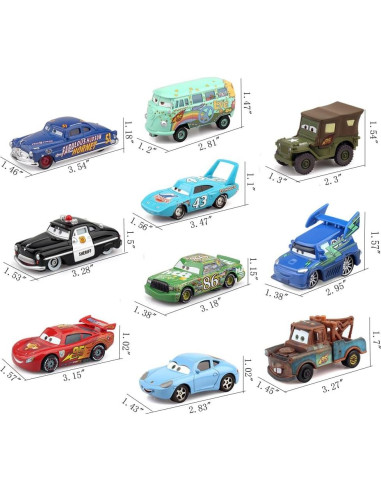 Set de Juguetes de Coches McQueen Metal Diecast 10 Piezas