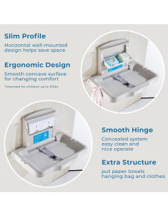 Estación de Cambio de Bebé Ksitex Plegable Montada en Pared HDPE 2