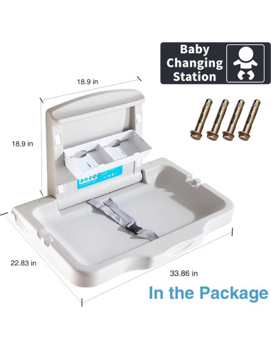 Estación de Cambio de Bebé Ksitex Plegable Montada en Pared HDPE