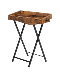Mesa Plegable para TV HOOBRO con Bandeja Extraíble Marrón Rústico