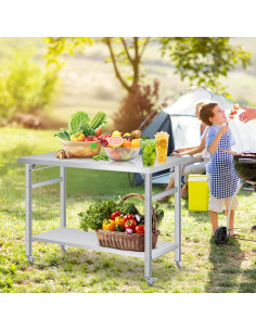 Mesa Plegable COZONY 60x24 Acero Inoxidable con Ruedas 85 cm 2