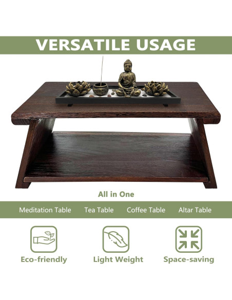 Mesa de Meditación Plegable Koretech de Paulownia 34x58cm