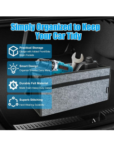 Organizador de Maletero de Coche OEMASSIVE Plegable 50.8x25.4 cm Gris 2