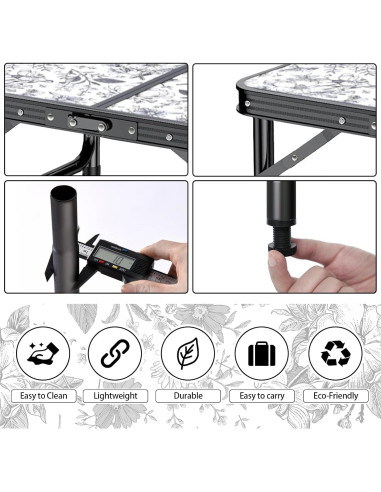 Mesa Lateral Plegable Yriuat 3 Alturas Ajustables Aluminio