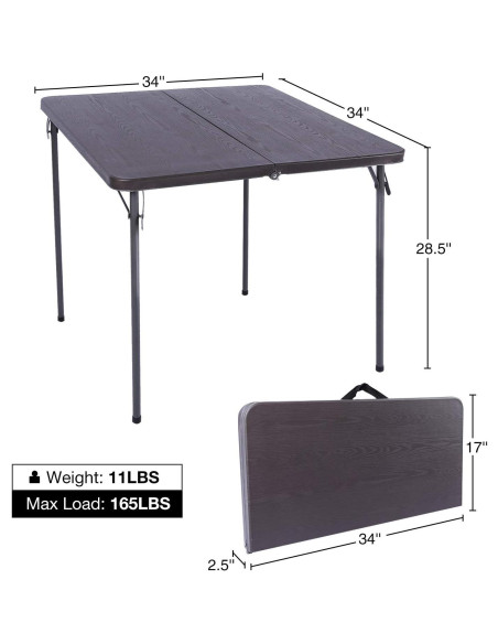 Mesa Plegable Cuadrada REDCAMP 86.36 cm Resina Marrón