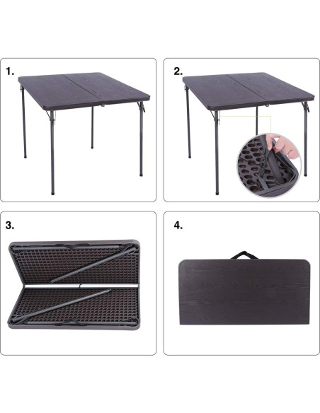 Mesa Plegable Cuadrada REDCAMP 86.36 cm Resina Marrón