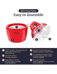 Máquina de Helados Eléctrica Maxi-Matic EIM-1400R 1.5L Rojo 2