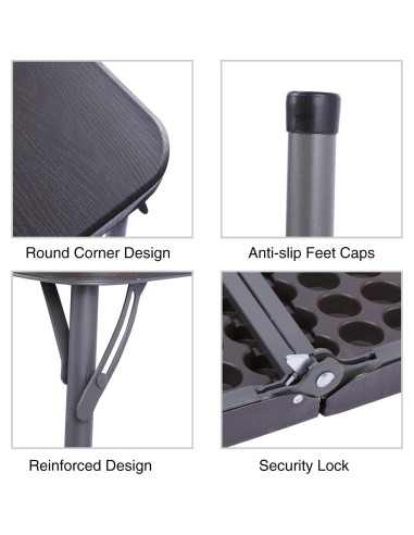 Mesa Plegable Cuadrada REDCAMP 86.36 cm Resina Marrón