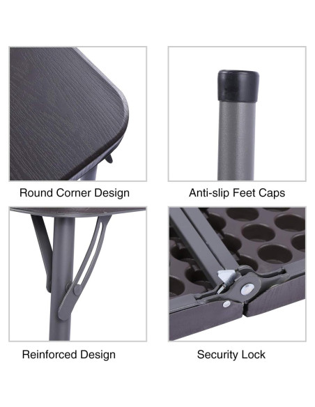 Mesa Plegable Cuadrada REDCAMP 86.36 cm Resina Marrón