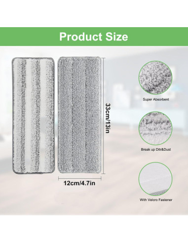 Paños de Repuesto Microfibra para Mopas Planas JOYMOOP 33x12 cm