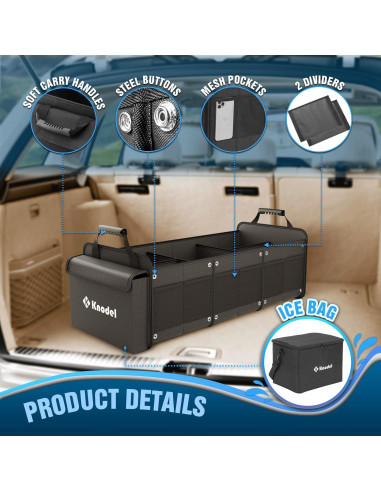 Organizador de Maletero K KNODEL 88L con Bolsa Térmica Negra