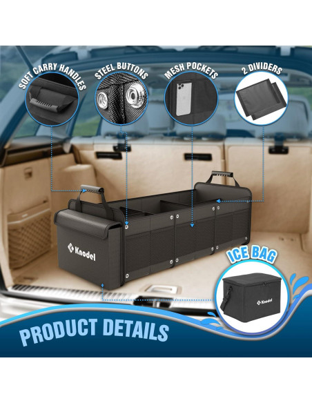 Organizador de Maletero K KNODEL 88L con Bolsa Térmica Negra
