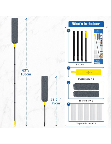 Plumero Extensible Qaestfy QAE041 para Electrodomésticos 76-160 cm