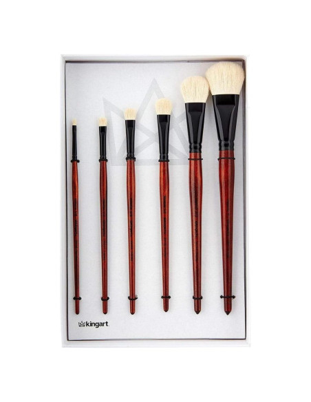 Set de Pinceles Ovalados Mop KINGART 1050A 6 Piezas Pelo Cabra