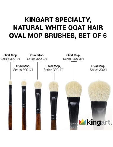 Set de Pinceles Ovalados Mop KINGART 1050A 6 Piezas Pelo Cabra