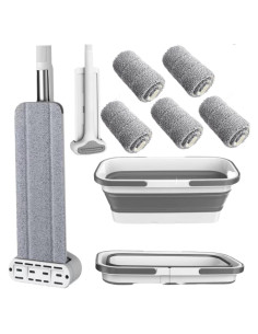 Juego de trapeador y cubo YIMCABDG con 6 almohadillas de microfibra