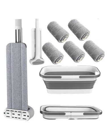 Juego de trapeador y cubo YIMCABDG con 6 almohadillas de microfibra