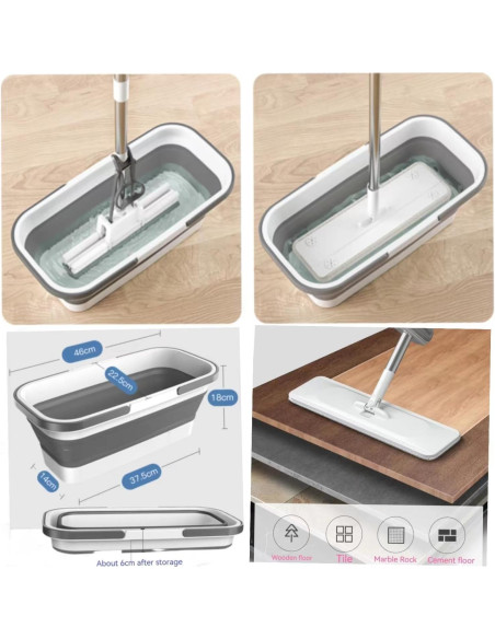 Juego de trapeador y cubo YIMCABDG con 6 almohadillas de microfibra
