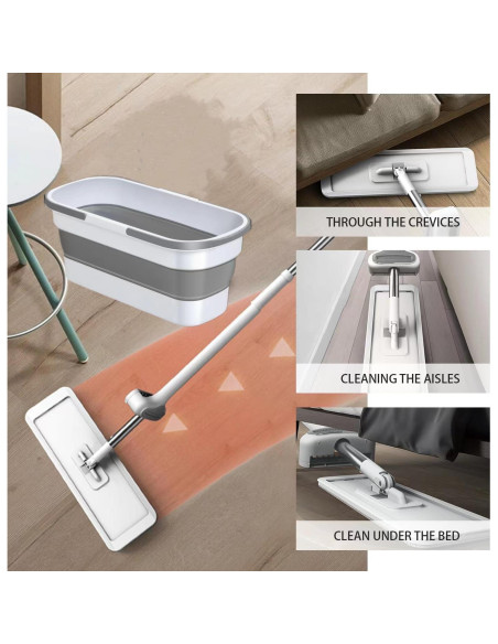 Juego de trapeador y cubo YIMCABDG con 6 almohadillas de microfibra