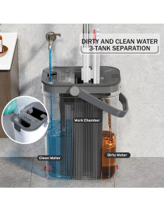 Juego de trapeador y cubo HoMettler con 4 almohadillas de microfibra 2