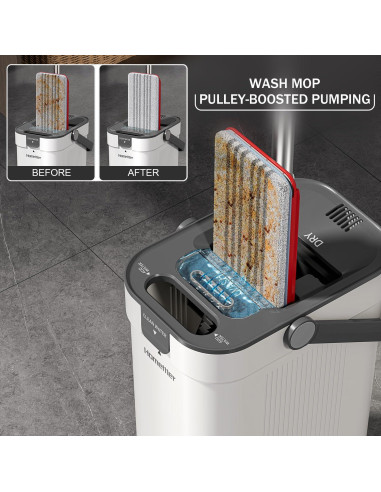 Juego de trapeador y cubo HoMettler con 4 almohadillas de microfibra