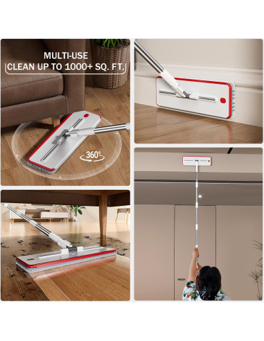 Juego de trapeador y cubo HoMettler con 4 almohadillas de microfibra