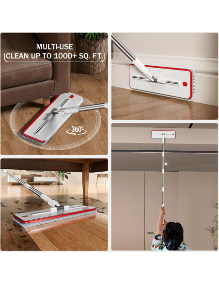 Juego de trapeador y cubo HoMettler con 4 almohadillas de microfibra