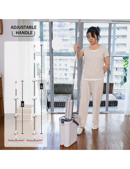 Juego de trapeador y cubo HoMettler con 4 almohadillas de microfibra