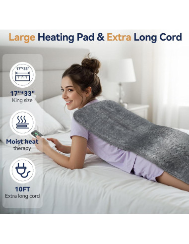 Almohadilla Térmica Extra Grande VSTKEN 84x43cm 9 Niveles Calor