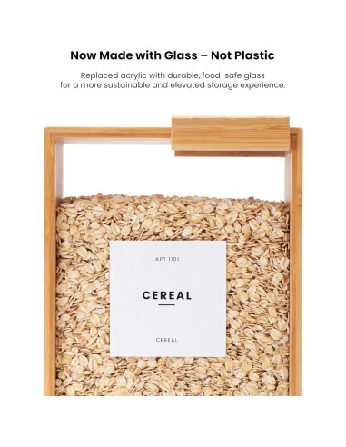 Dispensador de Alimentos 2L APT 1101 de Bambú y Vidrio