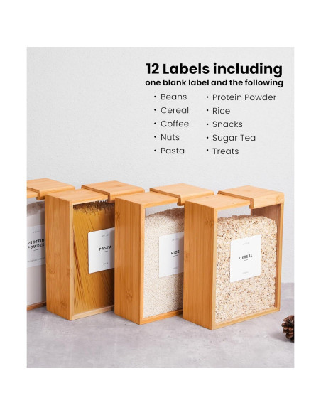 Dispensador de Alimentos 2L APT 1101 de Bambú y Vidrio