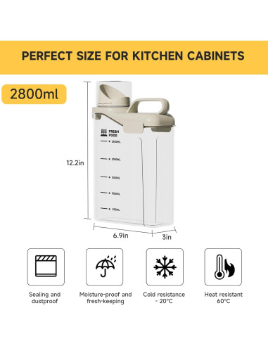 Contenedores herméticos de arroz y cereales SZRUNZHU 2.5 kg