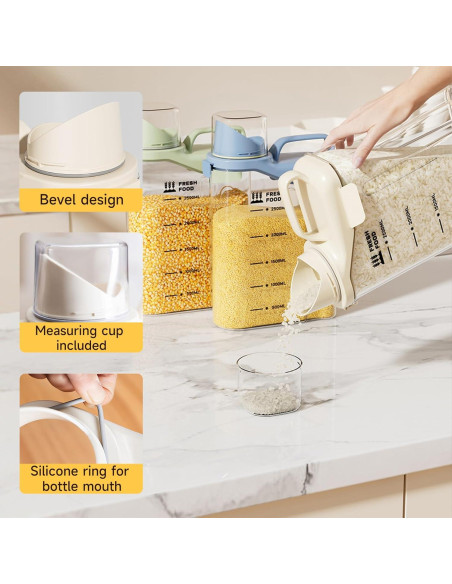 Contenedores herméticos de arroz y cereales SZRUNZHU 2.5 kg