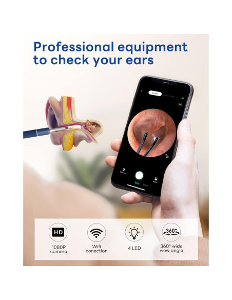 Kit de Eliminación de Cera de Oído MEKK S5 - Visual HD 1080P