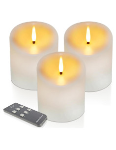 Velas LED a Prueba de Agua TECHLONG 3"x4" Marfil Juego de 3