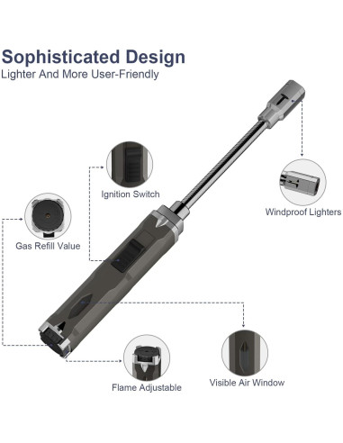 Encendedor de Butano TONYFUL GF-961 Recargable a Prueba de Viento