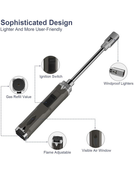 Encendedor de Butano TONYFUL GF-961 Recargable a Prueba de Viento