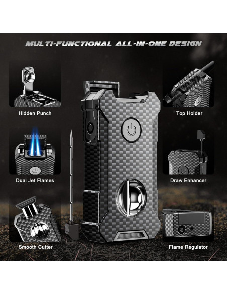 Encendedor 5-en-1 Moniup de Butano con Cortador y Soporte
