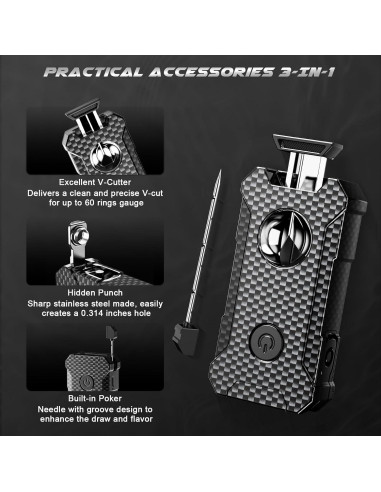 Encendedor 5-en-1 Moniup de Butano con Cortador y Soporte